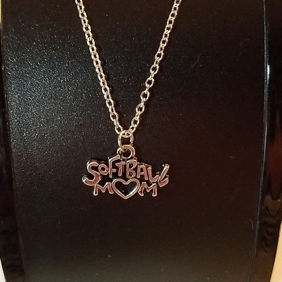 Softball Mom Silver Tone Necklace 18" + 3" Extension - Picture 1 of 1
